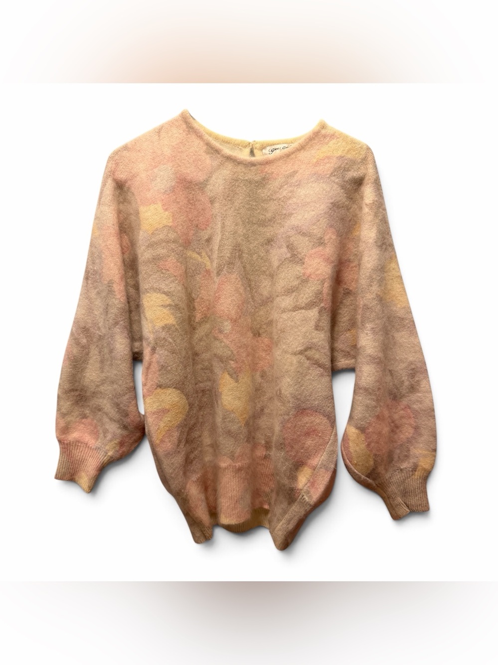 VTG GeeGee Pastel Angora Floral Sweater Soft Girl Cottagecore 80's StyleSz Large